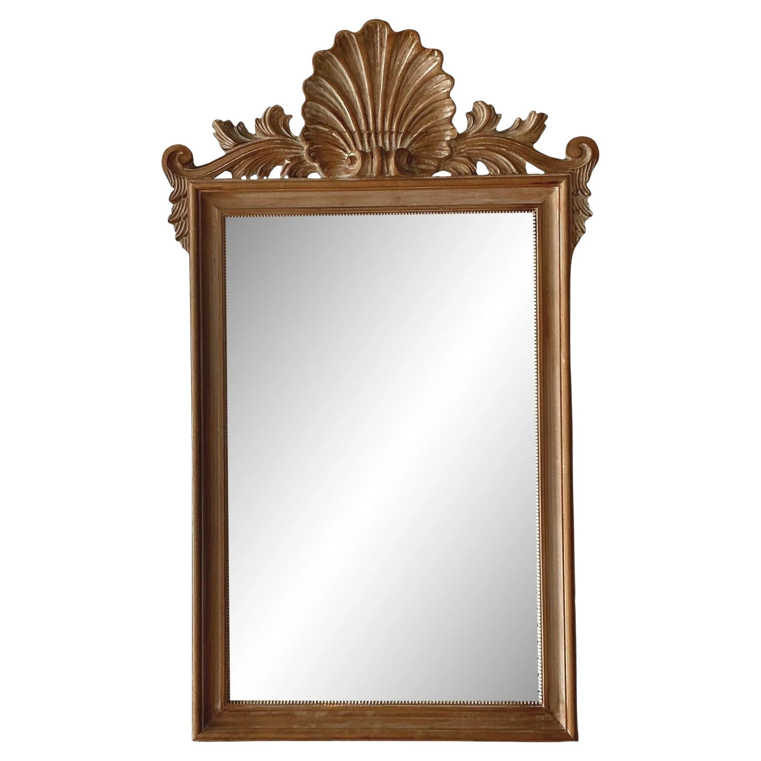 Vintage Coastal Carved Clam Shell Mirror | 1stDibs