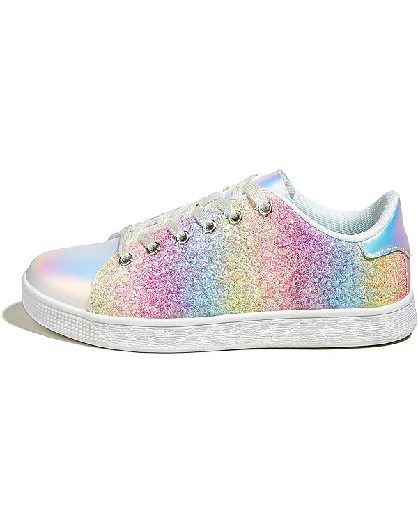 LUCKY STEP Glitter Sneakers Lace up | Fashion Sneakers | Sparkly Shoes for Women | Amazon (US)