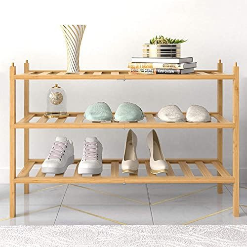 BAMFOX 3-Tier Shoe Rack,Bamboo Stackable Shoe shelf Storage Organizer For Entryway, Hallway, and ... | Amazon (US)