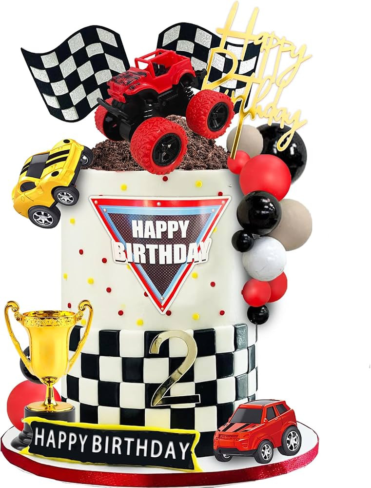 20 PCS Truck Cake Toppers Truck Cake Decorations Hot Red Ball Race Car Flame Blaze Wheel Cake Top... | Amazon (US)