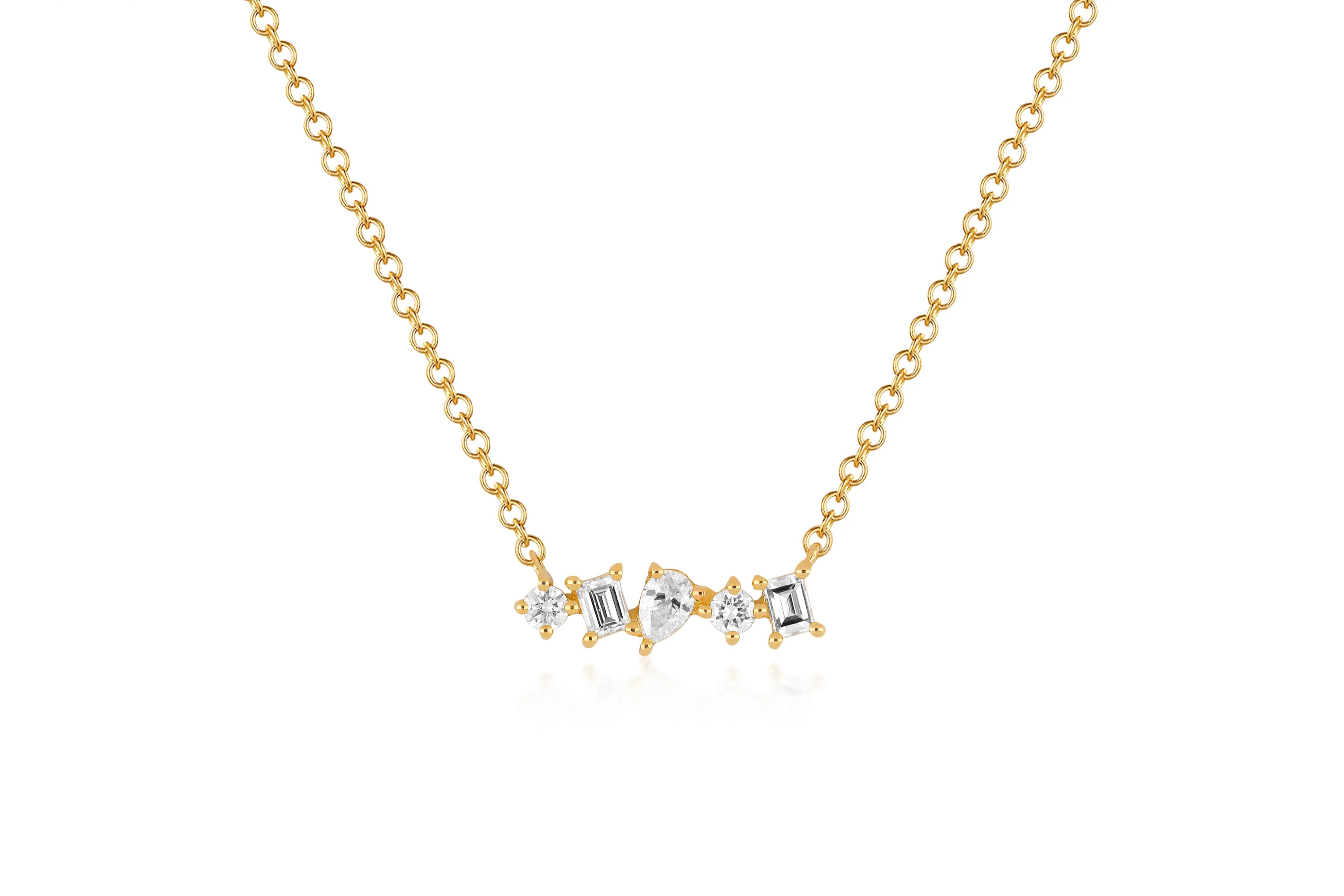 Diamond Multifaceted Mini Bar Necklace | EF Collection