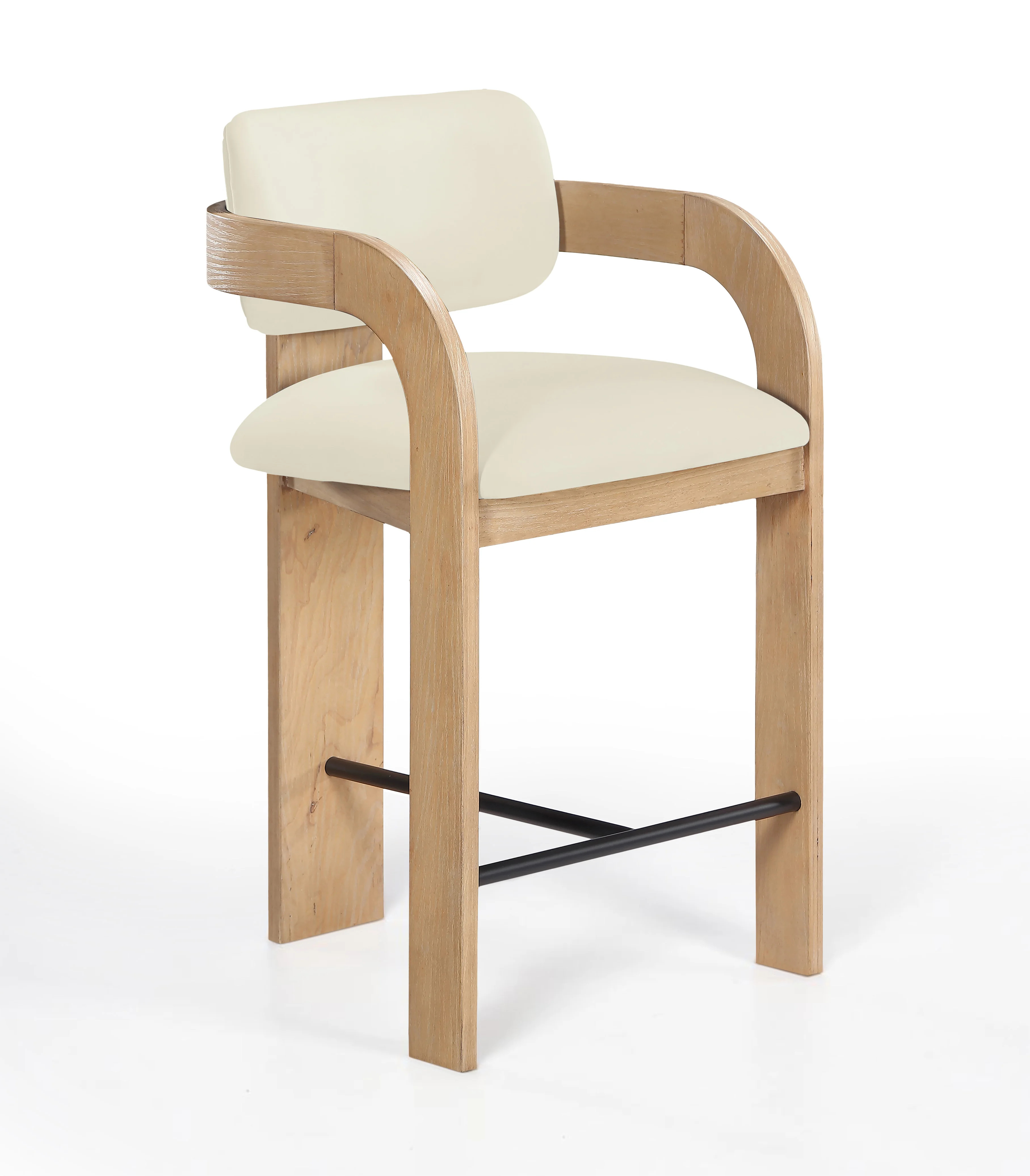 Cedra Cream Velvet Performance Fabric Upholstered Counter Stool | Wayfair North America