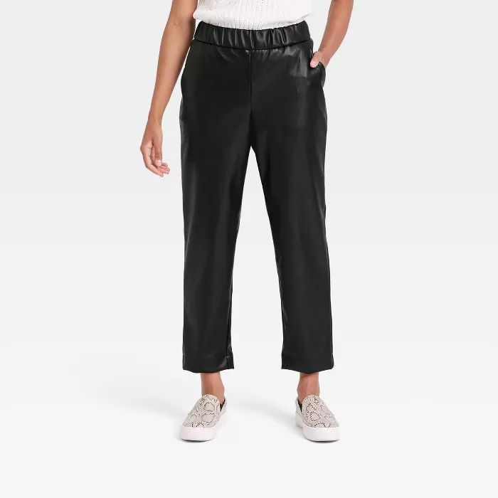 Women's High-Rise Faux Leather Tapered Ankle Pull-On Pants - A New Day™ | Target