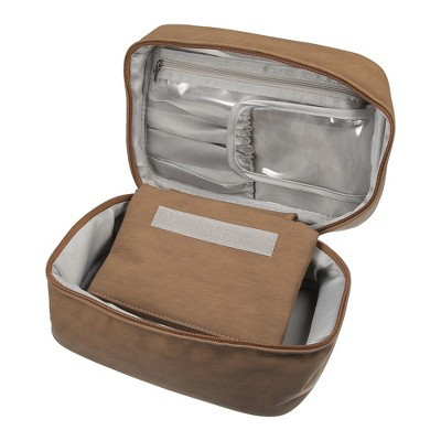 Unique Bargains Cosmetic Brush Organizer Women's Travel Makeup Bag 1 Set Brown | Target