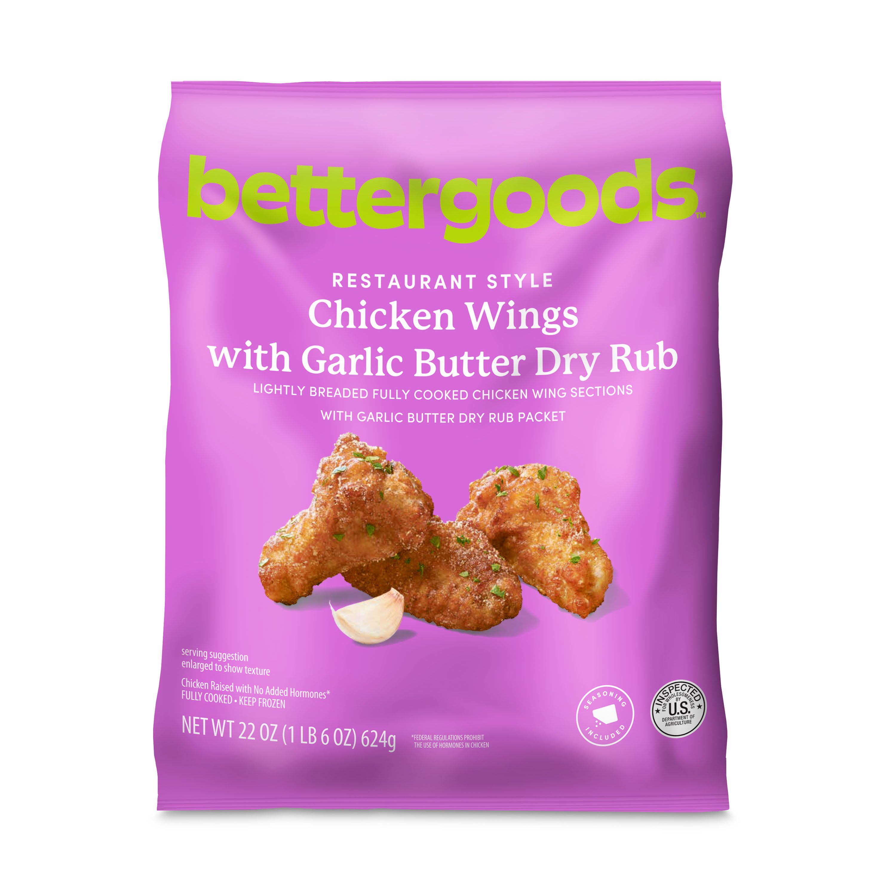 bettergoods Chicken Wings with Garlic Butter Dry Rub, 22 oz (Frozen) | Walmart (US)