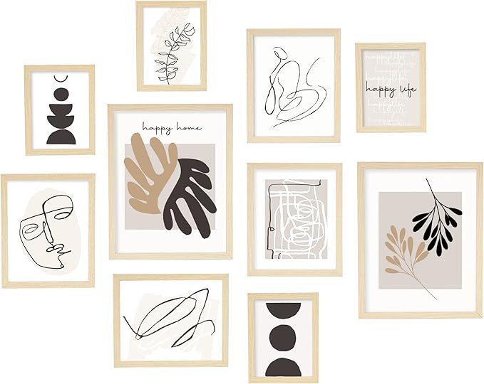 ArtbyHannah 10 Pack Modern Neutral Gallery Wall Frames Sets with Decorative Minimalist Art Prints... | Amazon (US)