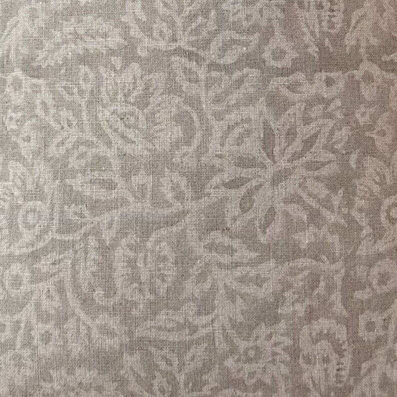 block print linen pillow covers. gray floral natural linen , 20x20” | Etsy (US)