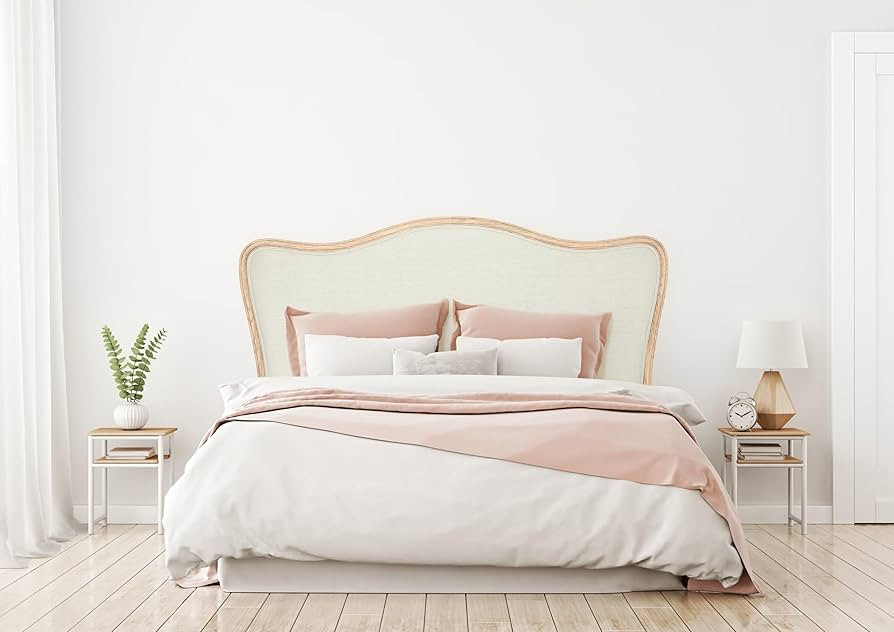 Creative Co-Op, Natural, Queen Modern Farmhouse Solid Oak Wood Headboard with Linen Upholstery, B... | Amazon (US)
