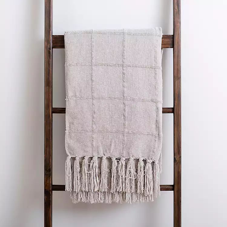 New! Allison Light Gray Open Grid Throw | Kirkland's Home