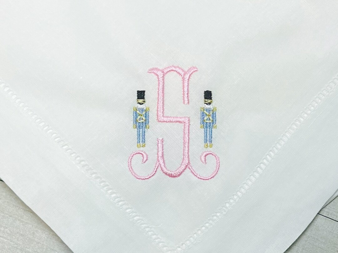 Embroidered Monogrammed Nutcracker Dinner Napkins Holiday - Etsy | Etsy (US)
