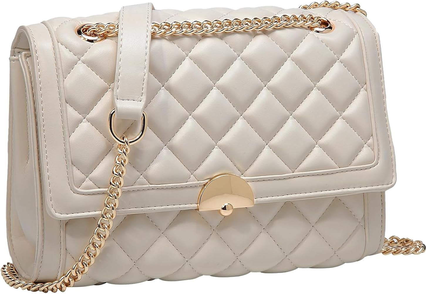 Kasqo Quilted Shoulder Bags for Women,Vegan Leather Crossbody Bag with Adjustable Chain Strap,Eve... | Amazon (US)