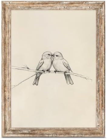 ASTRDECOR Vintage Birds Framed Canvas Wall Art – Two Birds Sketch Artwork, Farmhouse Rustic Aes... | Amazon (US)