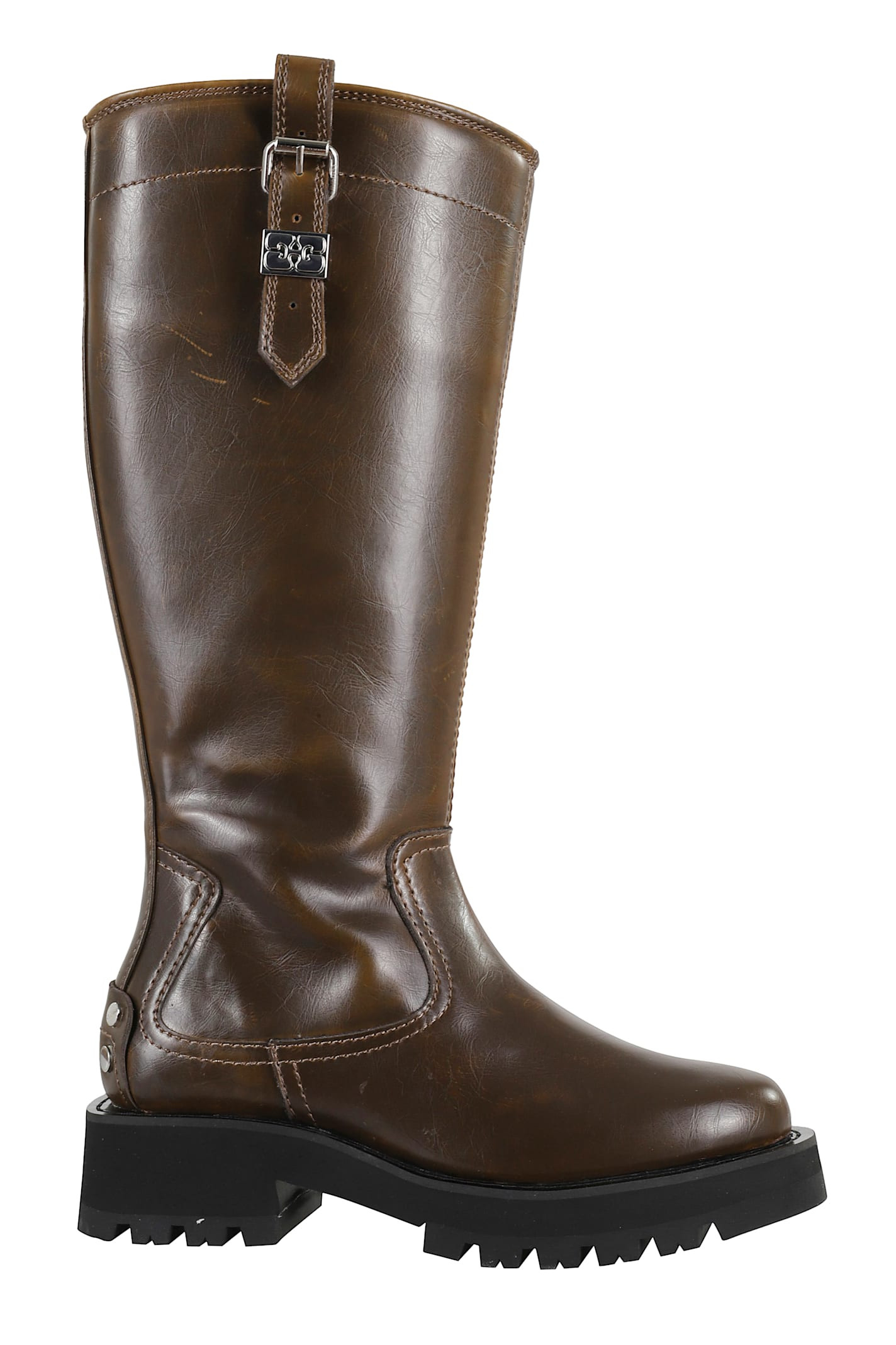 Ganni Studs High Boot Crinkle | Italist.com US