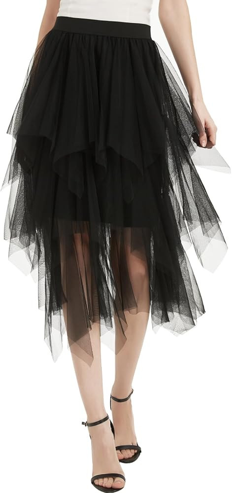 Soudittur Tulle Skirt for Women Girls Multi-Layered Skirt Mesh Midi Skirts for Daily Wear, Party,... | Amazon (US)