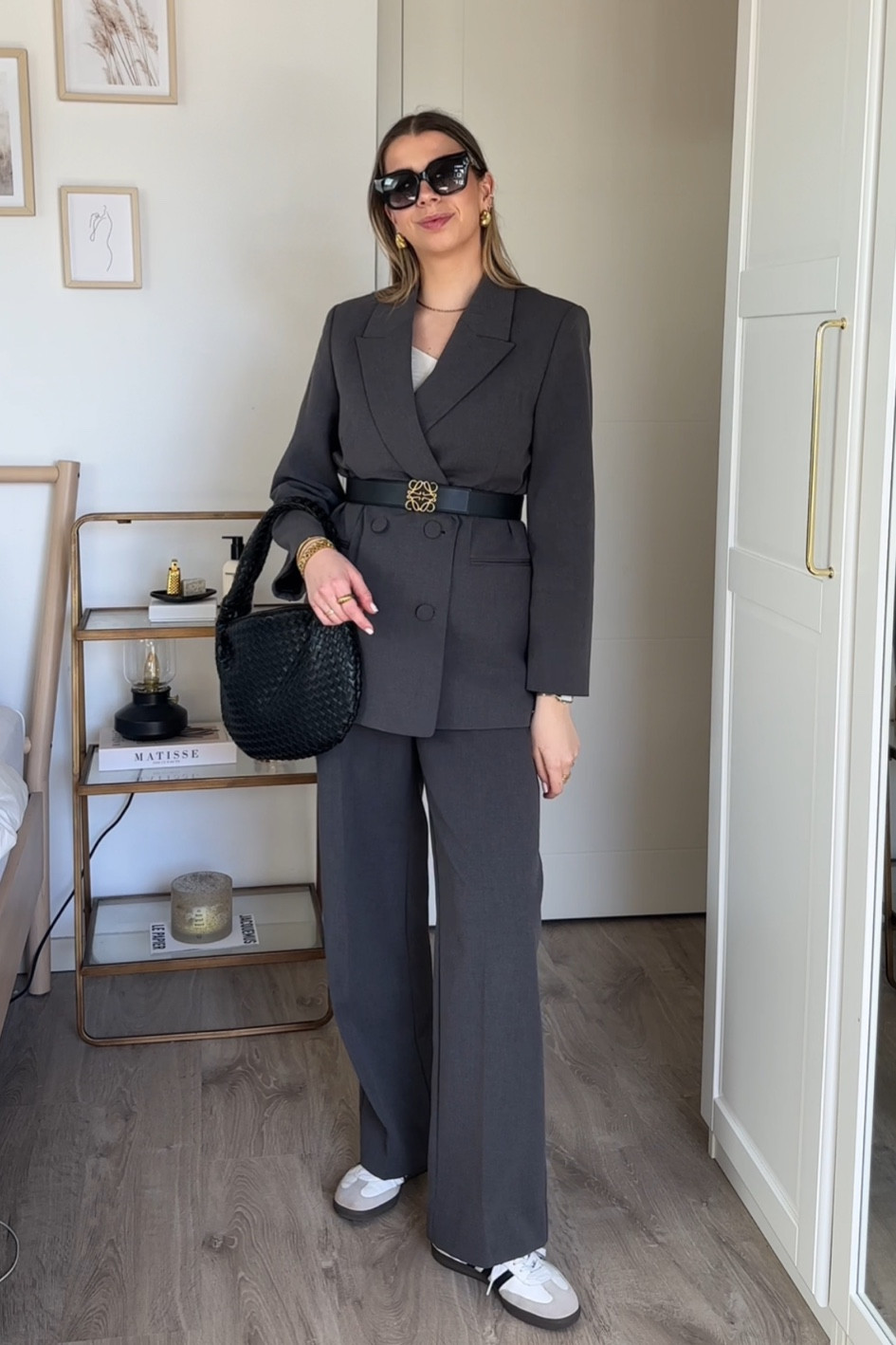 Full video on my TikTok: @nathalievdlu 
7 days of early spring outfits 3/7 🩶

Josh V suit | grey suit | Adidas Samba | flat sneakers | NA-KD bag | Bottega bag | Loewe belt | reversible belt | black designer belt | Gucci sunglasses | black sunglasses | spring outfit | workwear | capsule wardrobe | easy outfit | casual chic

#LTKeurope #LTKstyletip #LTKSeasonal