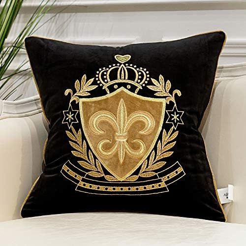 Avigers 18 x 18 Inch Shield Embroidery Velvet Cushion Cover Luxury European Pillow Case Pillowcase H | Amazon (US)
