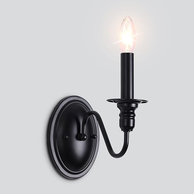 JDfeiFFF 1-Light Black Wall Sconce Light Modern Candle Sconce Wall Lighting Farmhouse Vanity Wall... | Amazon (US)