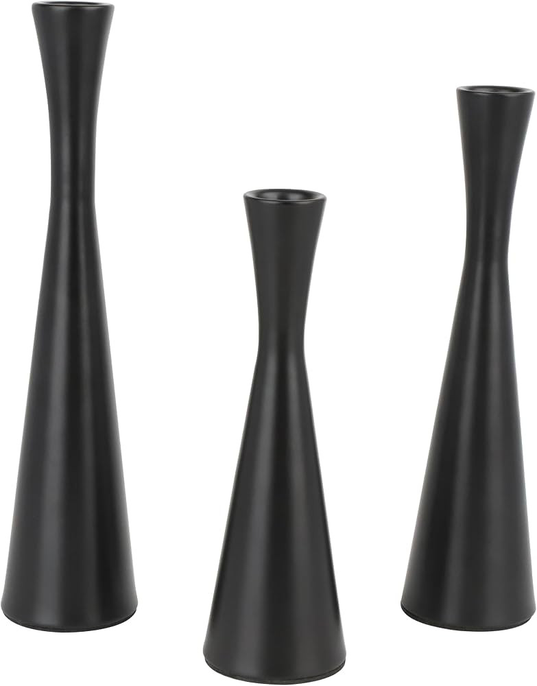 Vixdonos Matte Black Taper Candle Holders Metal Candlestick Holders Set of 3 Table Mantel Decorat... | Amazon (US)