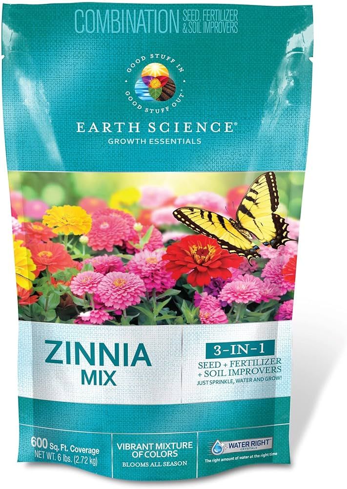 Earth Science Zinnia Mix from Earth Science (6 lb), 3-In-1 Mix with Premium Wildflower Seed, Plan... | Amazon (US)