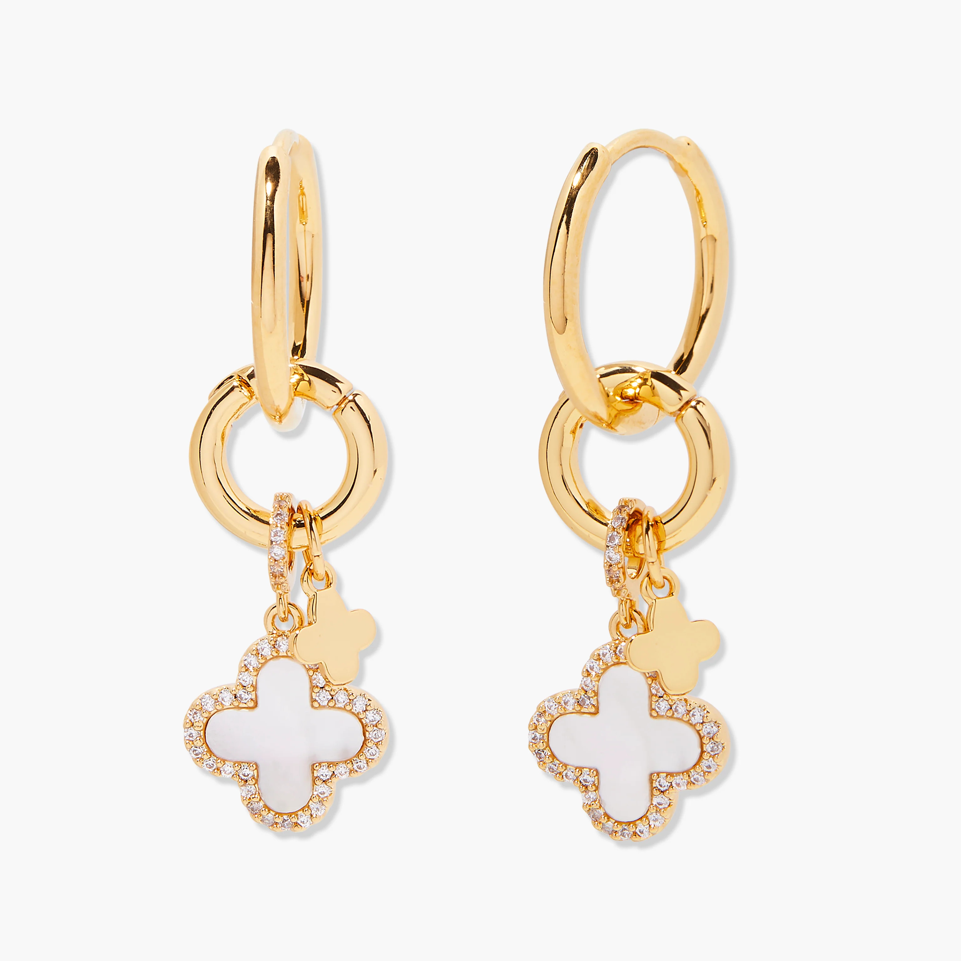 Chatham Clover Pearl Charm Hoops | Brook and York