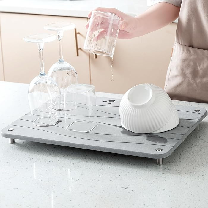 Stone Drying Mat for Kitchen Counter, Diatomaceous Dish Drying Mats Superb Absorbent with Non-Sli... | Amazon (US)