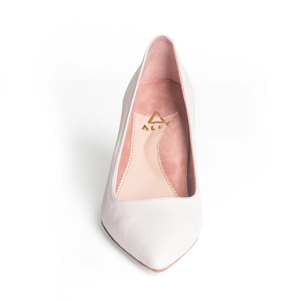 White Leather Kitten Heel | ALLY Shoes