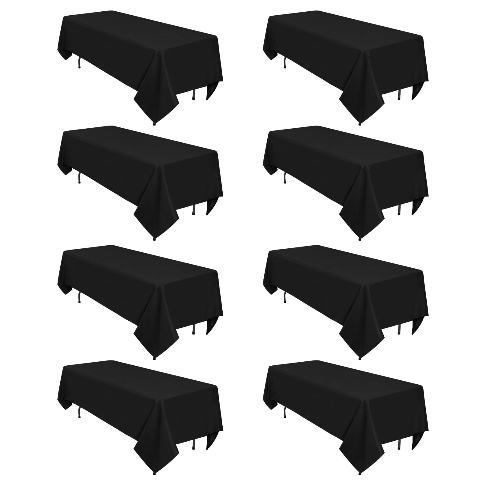 8 Pack Black Tablecloths 60 x 102 Inch Rectangular Table Cloths for Rectangle Tables 6ft, Wrinkle... | Amazon (US)