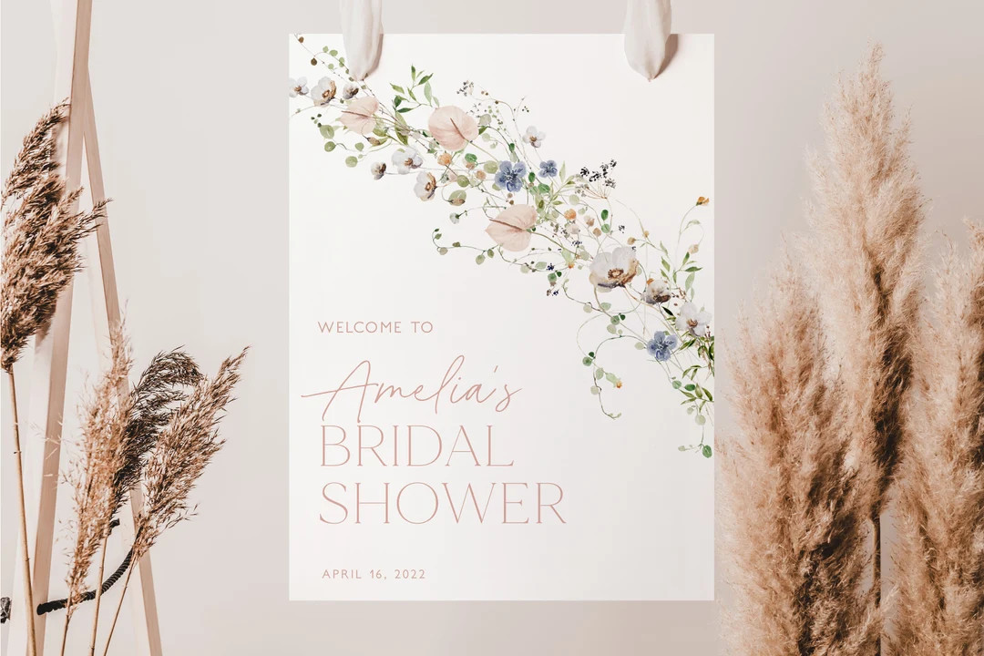 Bridal Shower Welcome Sign Template, Wildflower Bridal Shower Welcome Poster, Floral Bridal Showe... | Etsy (US)