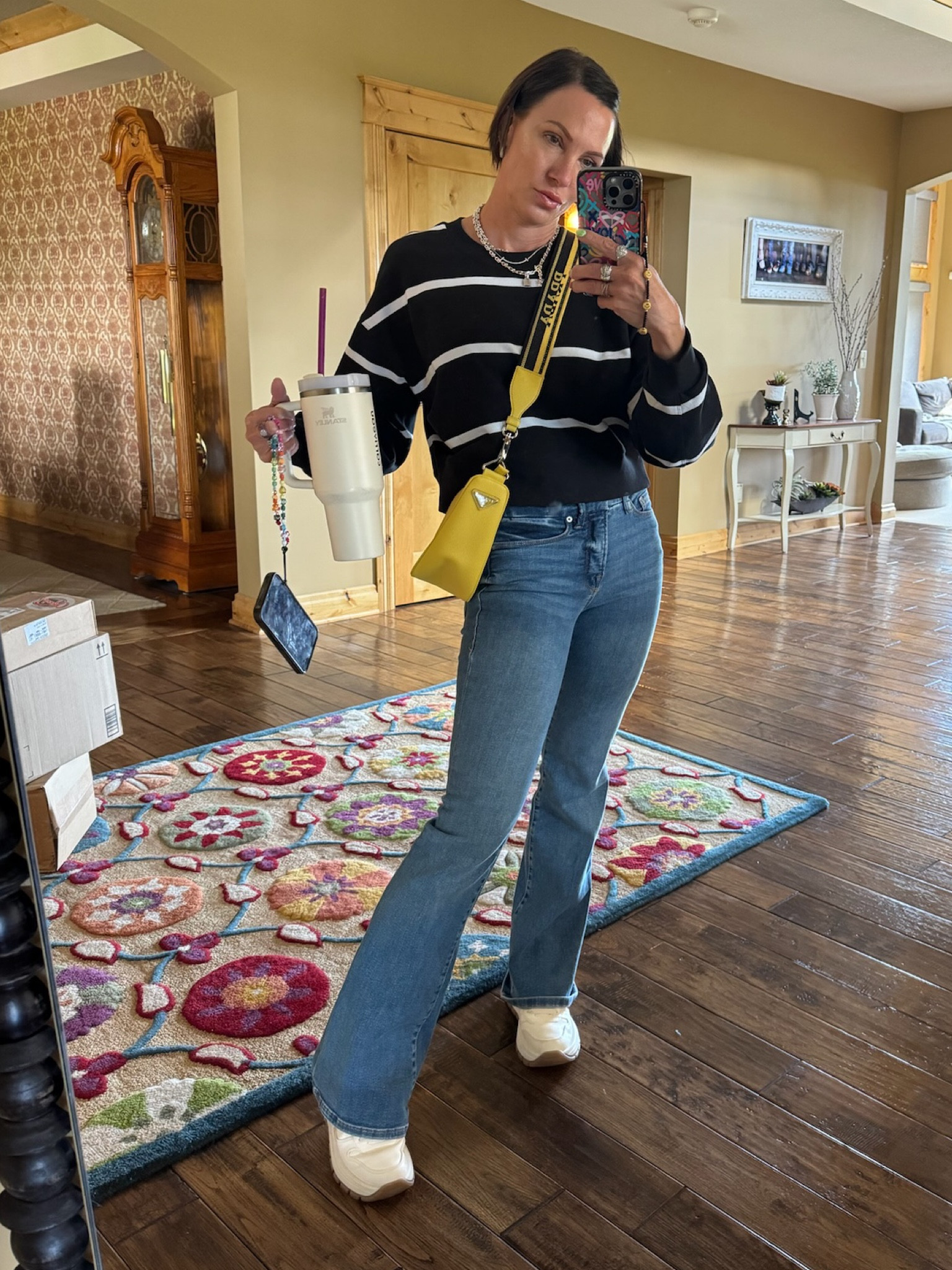 Summer outfit of the day! Jeans & Lululemon striped sweater. Paired with Prada sneakers. 

#LTKOver40 #LTKStyleTip #LTKBacktoSchool