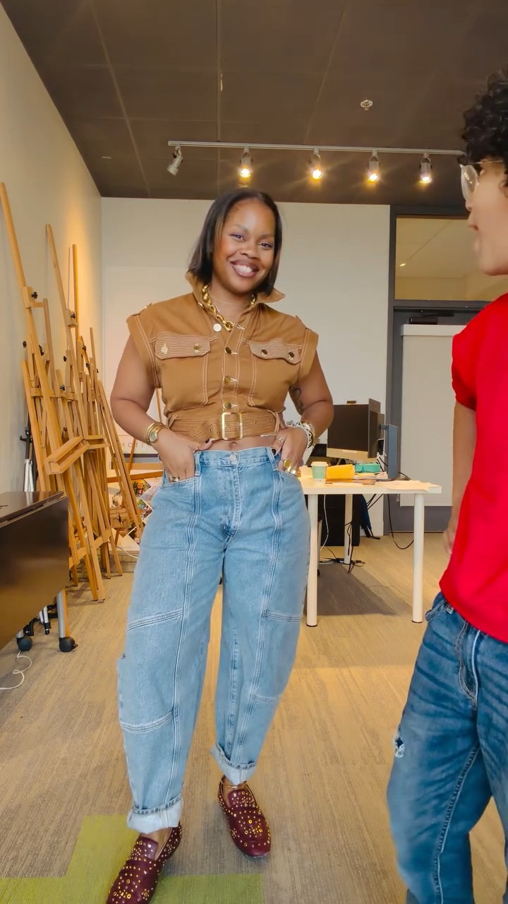 Because we always got clothes at home!! Remixed this jumpsuit for a cute top! What y’all think?
•
•
Style over forty, easy style, remixed clothing, reworking clothes, jumpsuit reworking, denim style