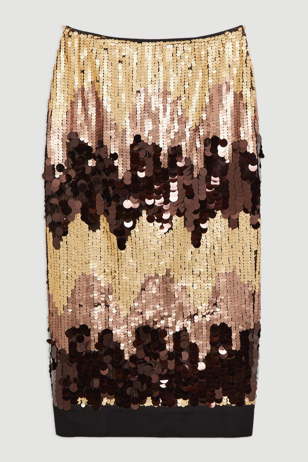 Tall Sequin Georgette Panelled Woven Midaxi Skirt | Karen Millen UK + IE + DE + NL