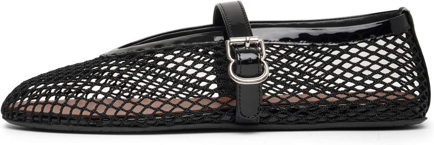 MICIFA Women's Mesh Ballet Flats Fishnet Ballerina Flats Buckle Strap Mary Jane Flats Causal Dail... | Amazon (US)