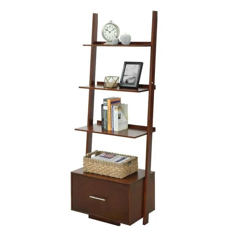 Convenience Concepts American Heritage Bookshelf Ladder with File Drawer, Espresso | Walmart (US)