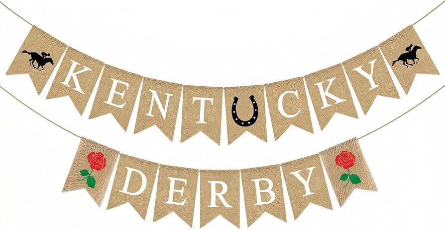 Burlap Kentucky Derby Banner Decorations – Rustic Horse Racing Party Banner with Horseshoe & Ro... | Amazon (US)