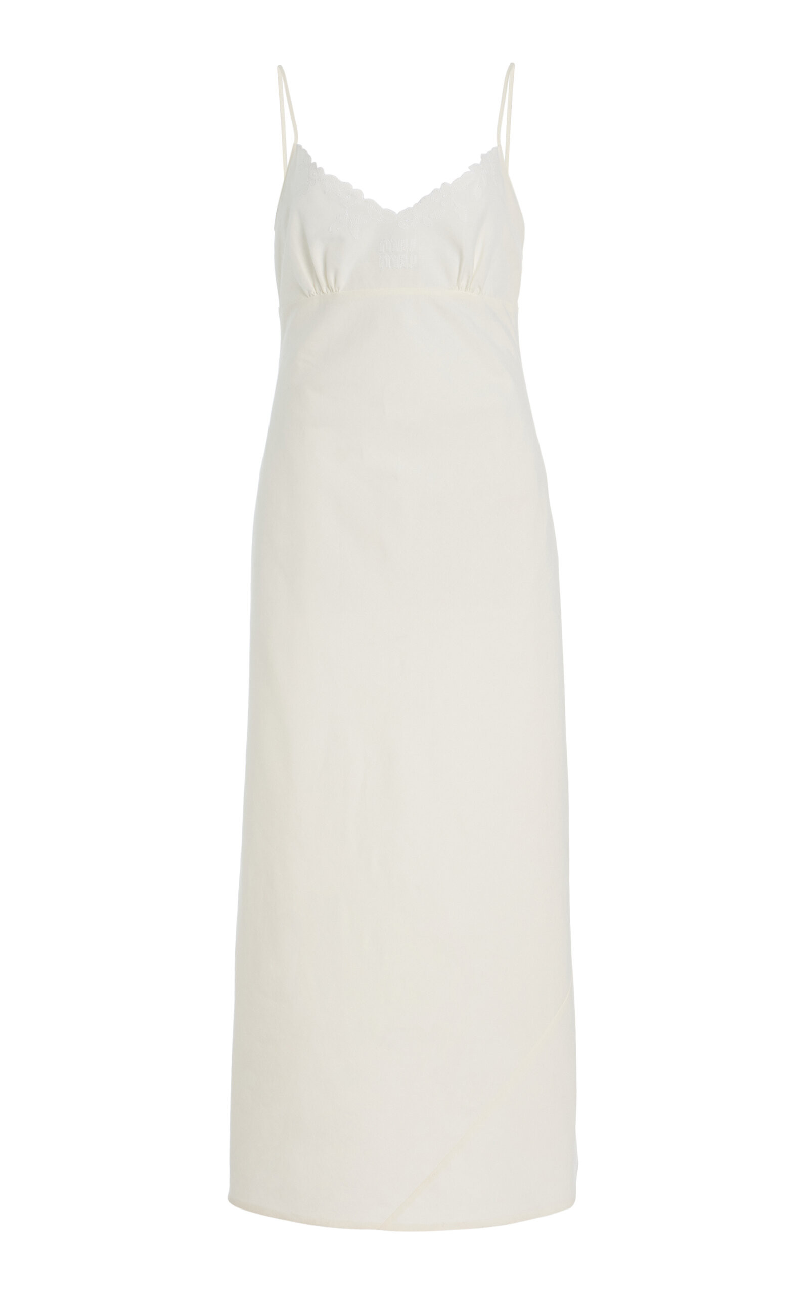 Miu Miu Lace-Detailed Linen-Cotton Midi Dress - Moda Operandi | Moda Operandi (Global)