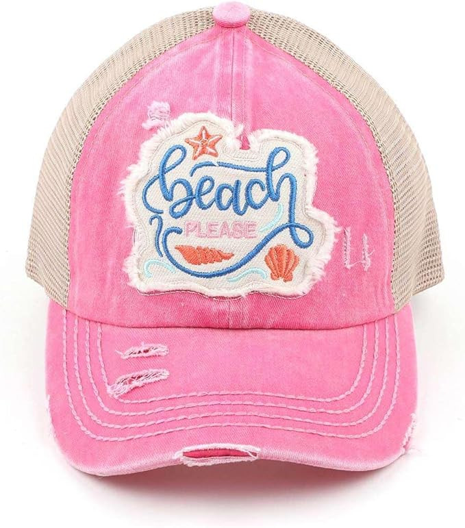 C.C Ponycap Messy High Bun Ponytail Adjustable Mesh Trucker Baseball Cap Hat | Amazon (US)