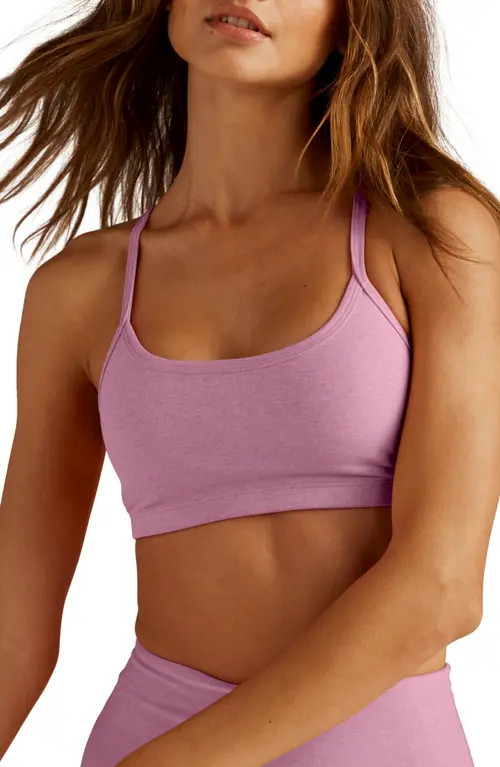 Beyond Yoga Space Dye Slim Racerback Sports Bra in Pink Haze Heather at Nordstrom, Size X-Large | Nordstrom