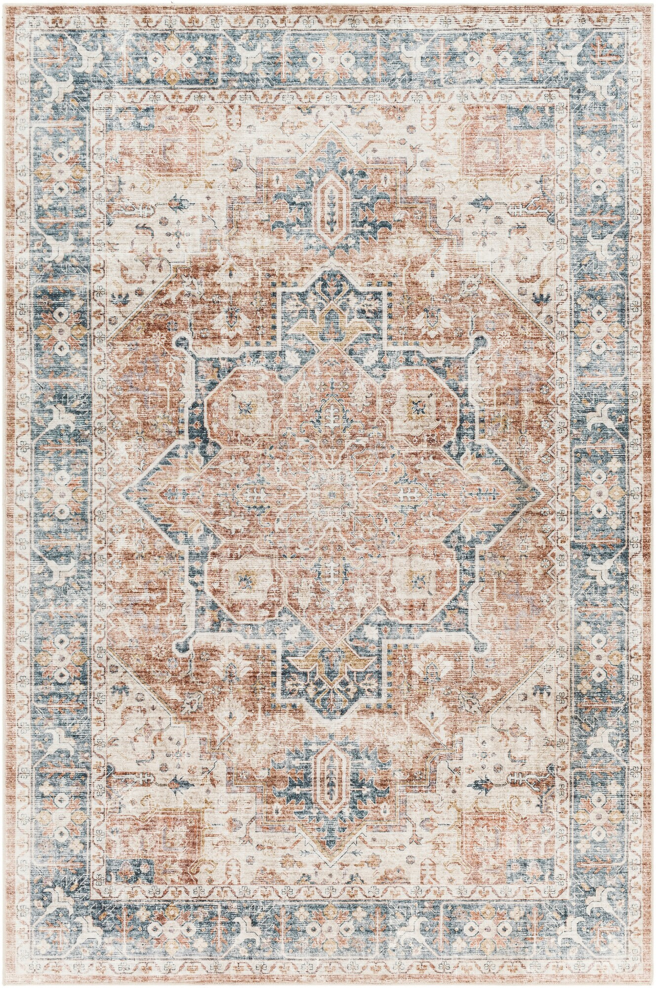 Surya 2 X 4 (ft) Burnt Orange Indoor Medallion Vintage Machine Washable Area Rug Polyester | LVB2307-264 | Lowe's