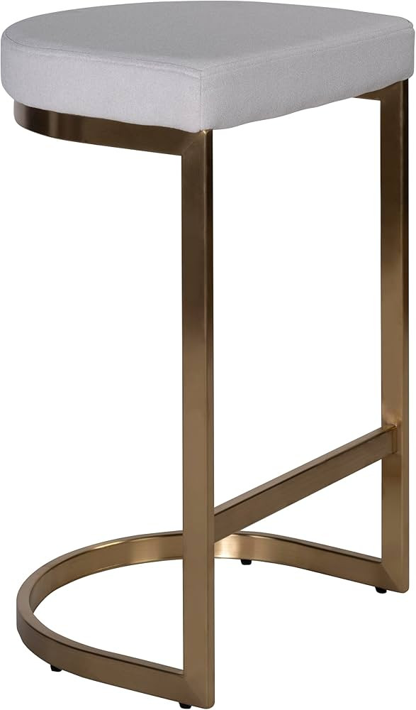 Cortesi Home Elon Halfmoon Counter Stool in Brushed Gold Stainless Steel, Soft Ivory Fabric | Amazon (US)