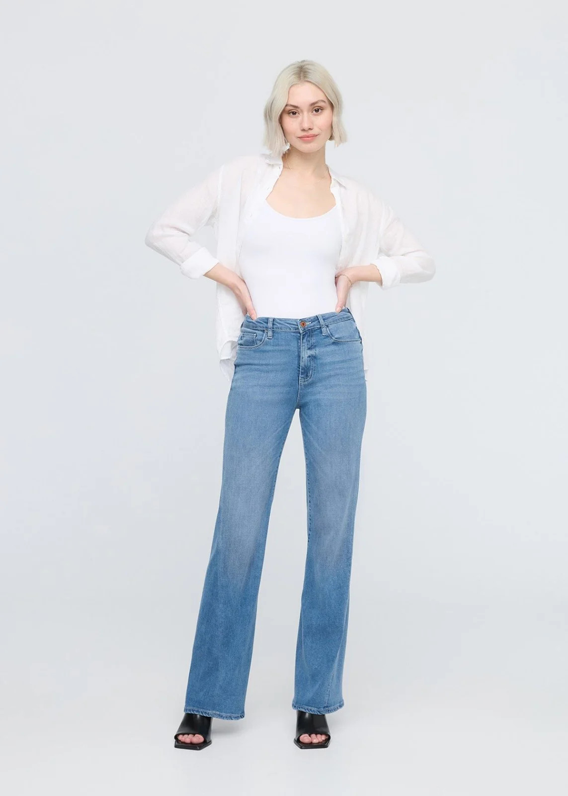 No Sweat Denim High Rise Wide Leg - Nostalgia Tone | DUER