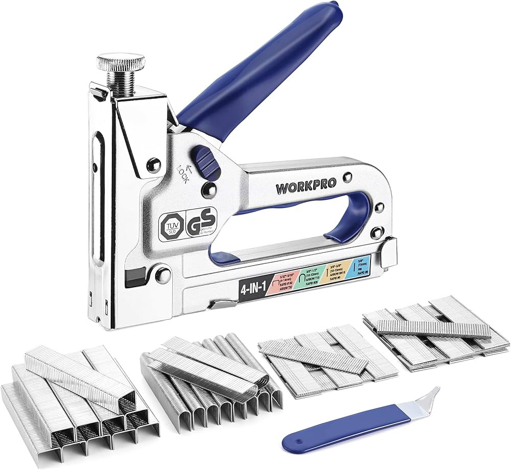 WORKPRO 4-in-1 Staple Gun, Manual Brad Nailer with 2000 Counts Staples, Upholstery Stapler Nail G... | Amazon (US)