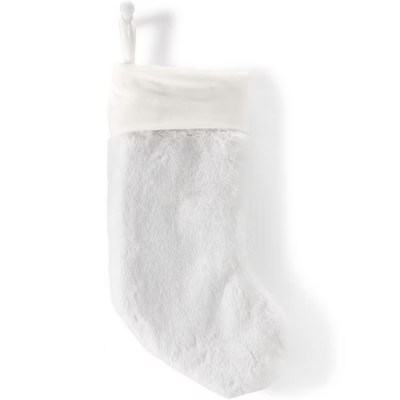 Lands' End Faux Fur Stocking - One Size Fits Most - Ivory Faux Fur | Target
