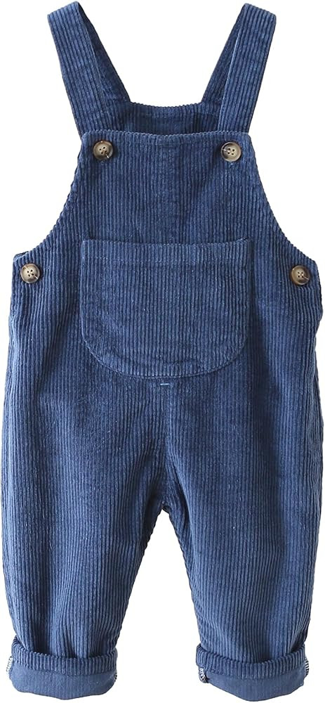 SEAUR Baby Boy Girl Corduroy Bib Overalls Cotton Button Suspender Overalls Plain Romper Loose Jum... | Amazon (US)