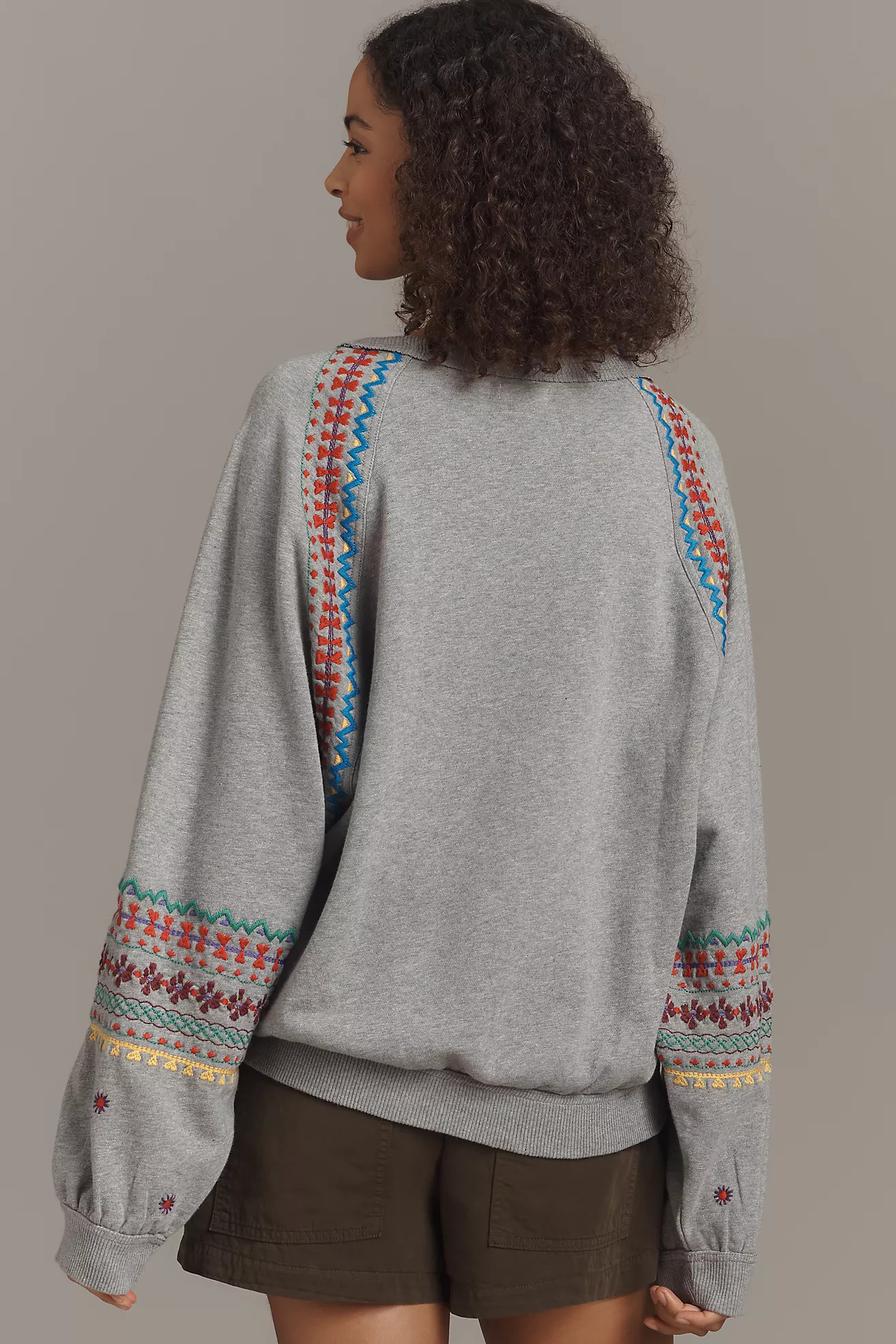Pilcro Embroidered Pullover Sweatshirt | Anthropologie (US)