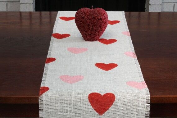 Valentine's Burlap Table Runner Valentine's Day Red | Etsy | Etsy (US)