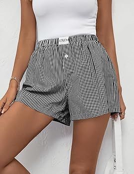 LOMON Womens Boxer Shorts Casual Summer Cotton Pajama Lounge Sleep Pj Gingham Plaid Shorts Y2K Be... | Amazon (US)