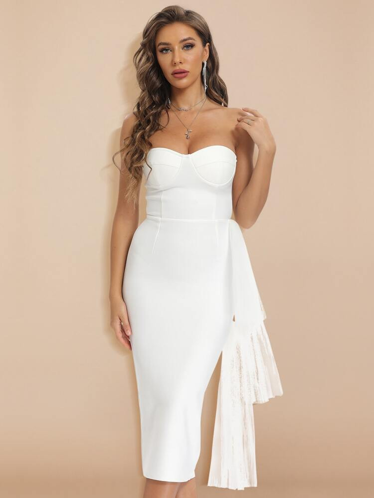 Slit Back Bustier Tube Bandage Dress | SHEIN