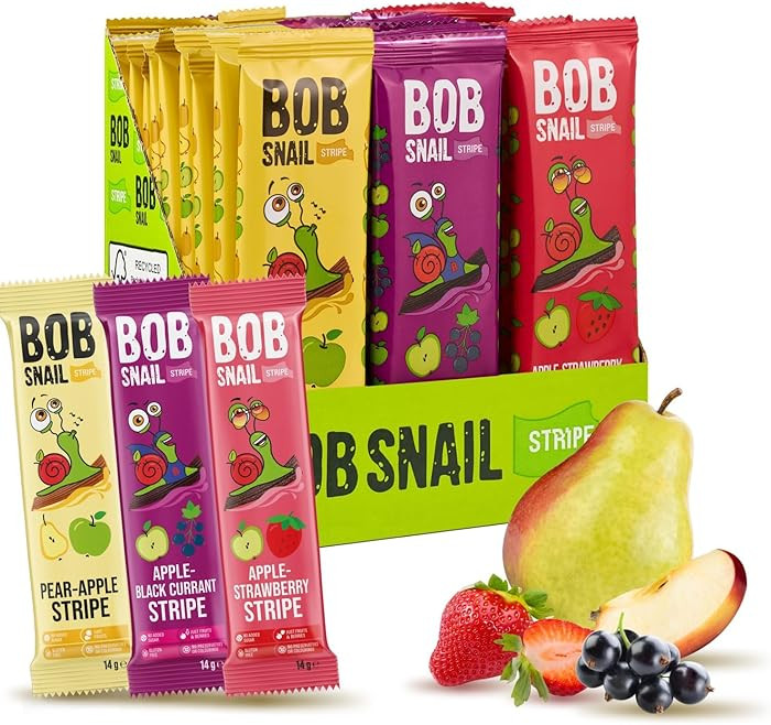 BOB SNAIL Healthy Fruit Snacks for Kids and Adults–30 Fruit Leather Snacks with Apple-Pear, Str... | Amazon (US)