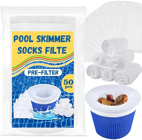 50 Pack Pool Skimmer Socks,Pool Filter Socks for Skimmer Basket for Above Ground and Inground Pool Ultra Fine Mesh Screen Pool Skimmer Scum Socks Saver,Pool Cleaning Filter Socks Cleans Debris Leaves | Amazon (US)