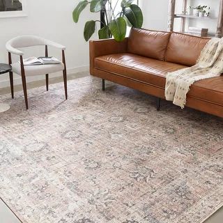 Alexander Home Leanne Traditional Distressed Printed Area Rug - 9' x 12' - Blush/Grey | Bed Bath & Beyond